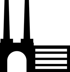 Black silhouette single factory construction building for design and decoration of stock illustration on a white background