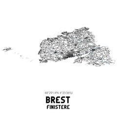 Obraz na płótnie Canvas Black and white map of Brest, Finist�re, France.
