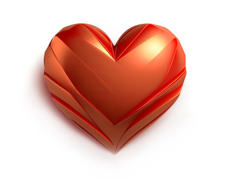 Red glossy glance futuristic heart on white background