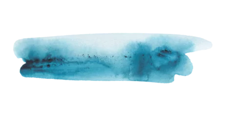 Zelfklevend Fotobehang PNG Abstract brushstroke blue colors watercolor and ink smear cloud blot on transparent backgrownd. © Liliia
