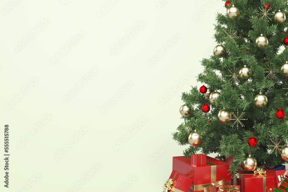 Sticker Beautiful holiday christmas background with tree