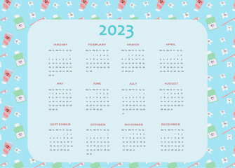 Calendar 2023 for dentists, dental style, dental clinic, medical