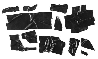 Black reinforced adhesive repair set, isolated on white 