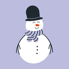 Cute Happy Snowman Purple Scarf