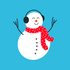 Cute Happy Snowman Red Scarf