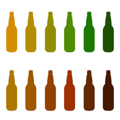 set botlle of beers. Simple flat design linear minimalistic jpg icon illustrated with detailes. Different craft beer botlles