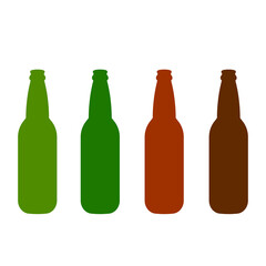 set botlle of beers. Simple flat design linear minimalistic jpg icon illustrated with detailes. Different craft beer botlles