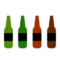 set botlle of beers. Simple flat design linear minimalistic jpg icon illustrated with detailes. Different craft beer botlles