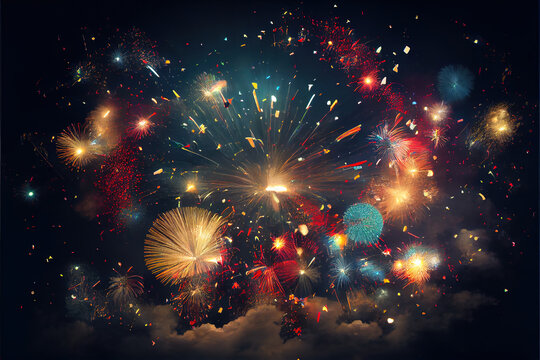  fireworks, celebration, abstract, background image  generative art