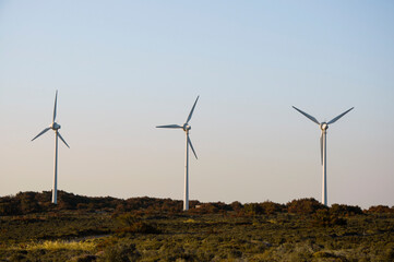 Wind turbines on a windy hill
