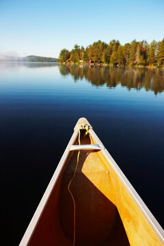 Canoe on Lake of Two Rivers, Algonquin Park, Ontario, Canada