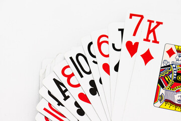 Closeup of a deck of cards.