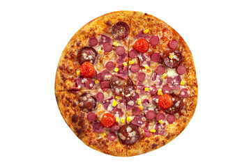 Top view deli pizza with tomatos
