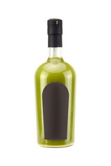 Pistachio Liqueur Cream bottle with blank label isolated on white. Bottle mockup of Sicilian Pistachio Cremoncello. Creamy liqueur with alcohol content