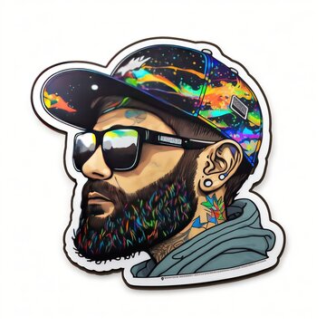 Human wearing a hat and glasses sticker illustration made with Generative AI