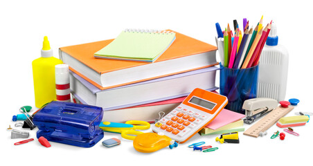 School colored stationery supplies collection