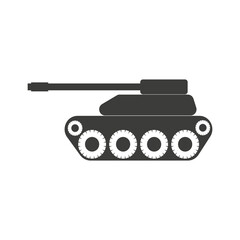 Military tank icon isolated on white sign