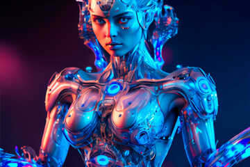 cyberpunk girl .  Image created with Generative AI technology.