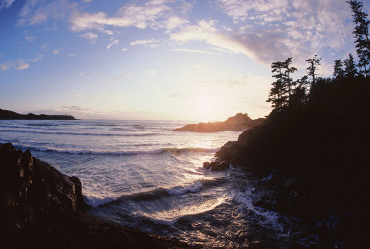 Coastline at Sunset, Long Beach, Vancouver Island, British Columbia, Canada