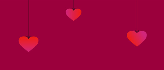 Valentine's Day background, background with hearts, heart, horizontal banner, vector valentines day