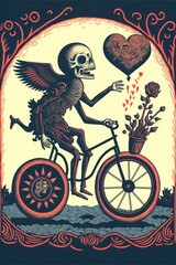 Linocut Mexican folklore illustration made with Generative AI