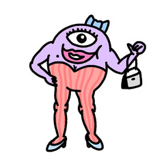 alien fashionista, character design, cute cartoon isolated , graphic design for presentation, marketing, art, illustration, t-shirt design, cartoon, comic, advertising, online media