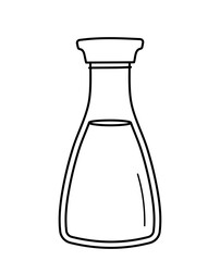Bottle of soy sauce. Traditional asian sauce. Doodle sketch style. Vector illustration isolated on white background.