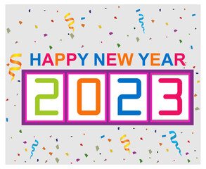 Happy New Year 2023 Holiday Abstract Vector Illustration Design Colorful