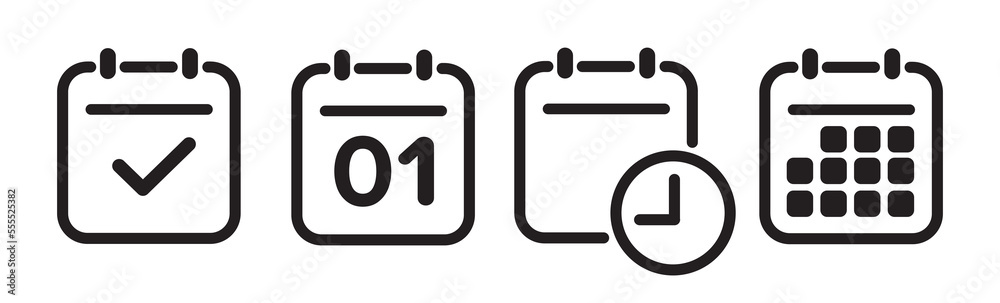 Poster calendar date icon set. planner. meeting deadlines. vector eps 10. isolated on white background. fla