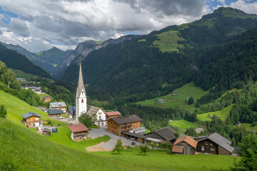 Fototapeta na wymiar Village of Sonntag in the Gross Walsertal, Vorarlberg, Austria