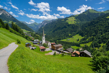 Obraz premium Village of Sonntag in the Gross Walsertal, Vorarlberg, Austria