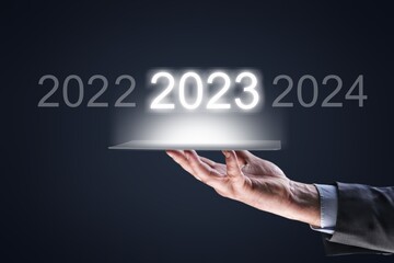 Greeting new year card with 2023 numbers