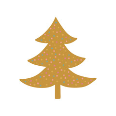 Hand drawn gold boho modern Christmas tree 