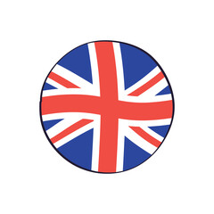 UK, United Kingdom, British flag isolated cartoon vector round icon. Great Britain Union Jack.