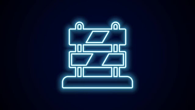 Glowing neon line End of railway tracks icon isolated on black background. Stop sign. Railroad buffer end to destination. 4K Video motion graphic animation