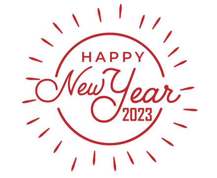 Happy New Year 2023 Abstract Holiday Vector Illustration Design Red With White Background