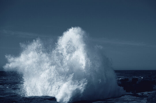 Waves Breaking On Rocks, Schoodic Pt., Acadia Nat'l Park, Maine, USA