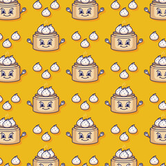 cute dim sum pattern food illustration