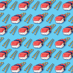 cute sushi pattern food illustration