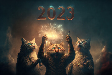 2023 New Year Eve celebration, nererative ai, illustration