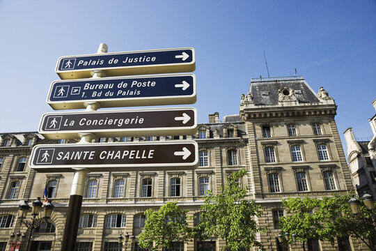 Signs Outside of Palais de Justice, Paris, France