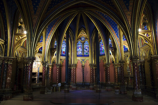 Lower Chapel of Sainte Chapelle, Ile de la Cite, Paris, France