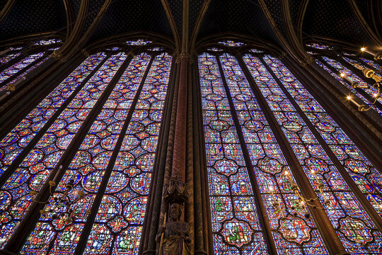 Stained Glass in Upper Chapel of Sainte Chapelle, Ile de la Cite, Paris, France