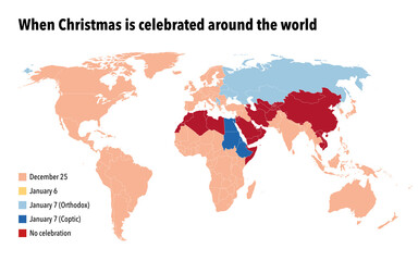 When Christmas is celebrated in the different world countries