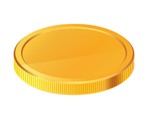 Golden money. Rotating gold coin.