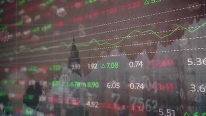 Animation of financial data processing over virus cells - Powered by Adobe