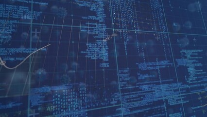 Animation of financial data processing over virus cells - Powered by Adobe