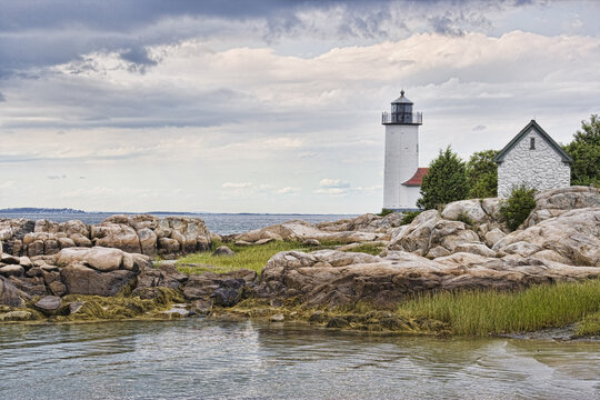Annisquam Harbor Light, Wigwam Point, Gloucester, Cape Ann, Massachusetts, USA