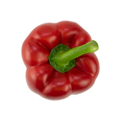 Sweet red pepper isolated on white background. Bio vegetables. Top View.