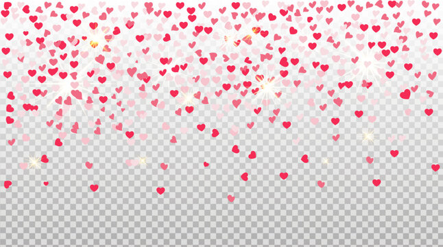 Hearts Fall From Sky Valentine Day Decorative Isolated Background
